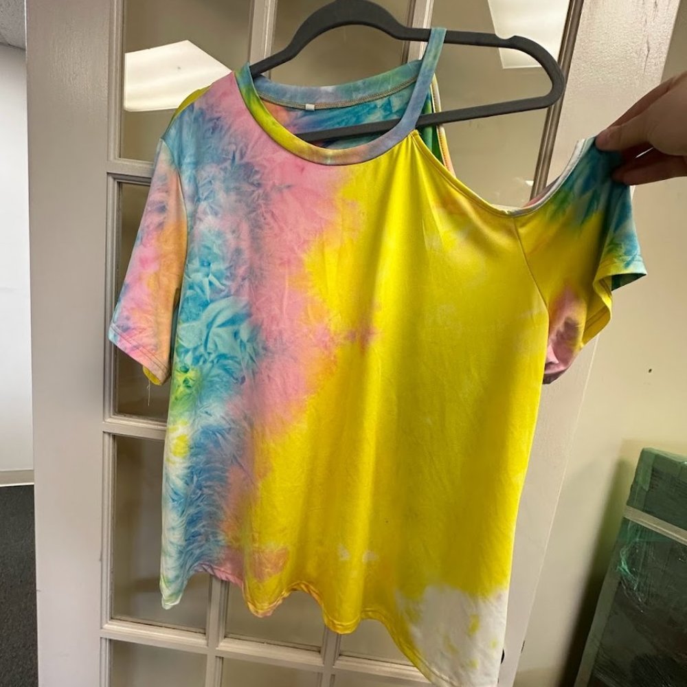 Shein Asymmetric Hem Tie Dye Shirt - 3XL